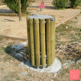 Paperera de fusta amb tapa metàl·lica model Gredos